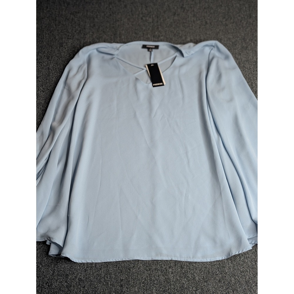 Premise Womens Light Blue Crisscross V-Neck Bell Sleeve Blouse Size Small NWT